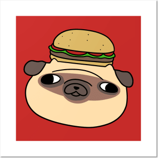 Hamburger Pug Face Posters and Art